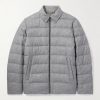 Leather-Trimmed Quilted Silk and Cashmere-Blend Down Jacket Leather-Trimmed Quilted Silk and Cashmere-Blend Down Jacket