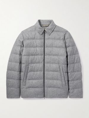 Leather-Trimmed Quilted Silk and Cashmere-Blend Down Jacket Leather-Trimmed Quilted Silk and Cashmere-Blend Down Jacket