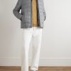 Leather-Trimmed Quilted Silk and Cashmere-Blend Down Jacket - OU Leather-Trimmed Quilted Silk and Cashmere-Blend Down Jacket - OU