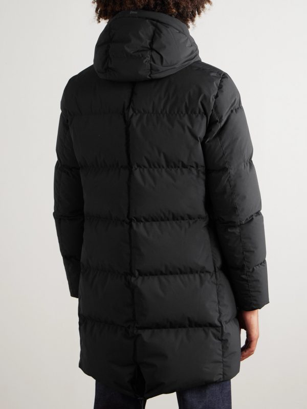Slim-Fit Quilted Shell Hooded Down Parka - BK