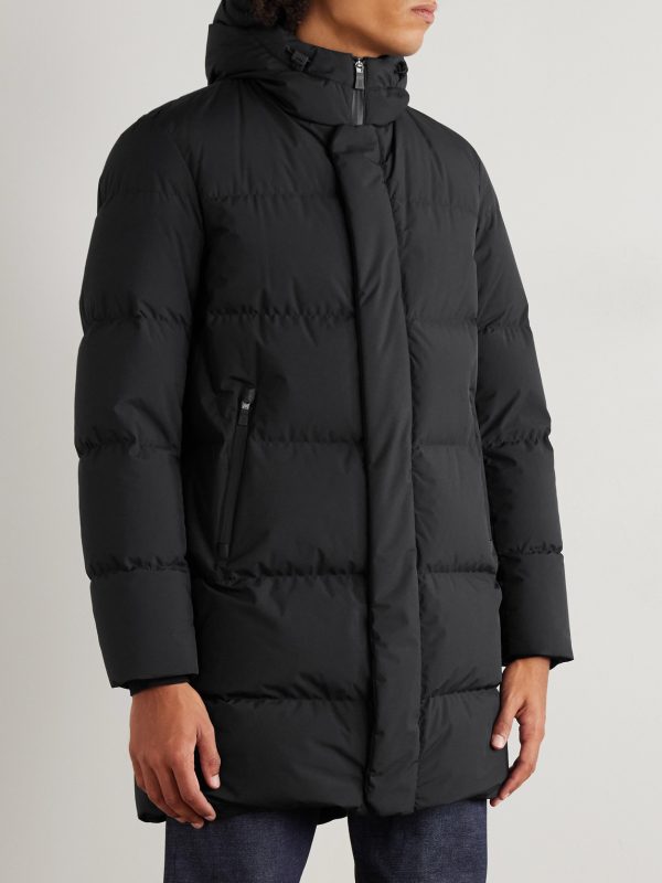 Slim-Fit Quilted Shell Hooded Down Parka - FR