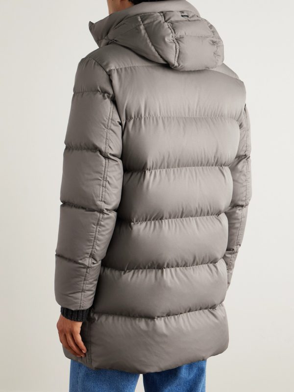Quilted Twill Hooded Down Jacket - BK