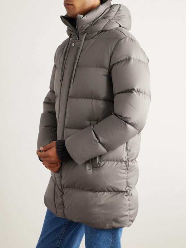 Quilted Twill Hooded Down Jacket - FR
