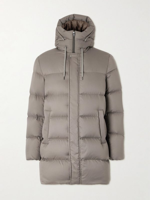 Quilted Twill Hooded Down Jacket
