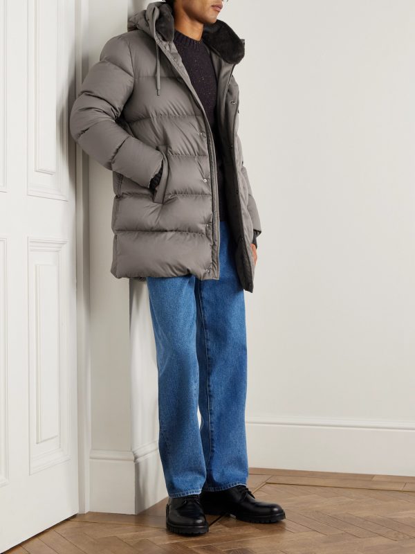 Quilted Twill Hooded Down Jacket - OU