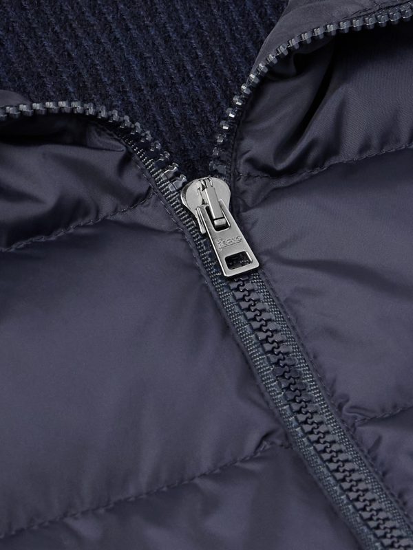 Shell-Trimmed Wool Hooded Down Jacket - CU Shell-Trimmed Wool Hooded Down Jacket - CU