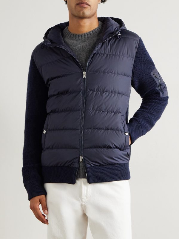 Shell-Trimmed Wool Hooded Down Jacket - FR Shell-Trimmed Wool Hooded Down Jacket - FR