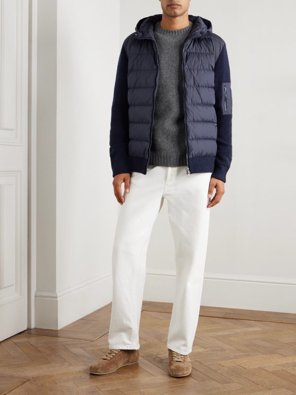 Shell-Trimmed Wool Hooded Down Jacket - OU Shell-Trimmed Wool Hooded Down Jacket - OU
