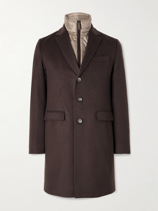 Quilted Nylon-Trimmed Cashmere Top Coat Quilted Nylon-Trimmed Cashmere Top Coat