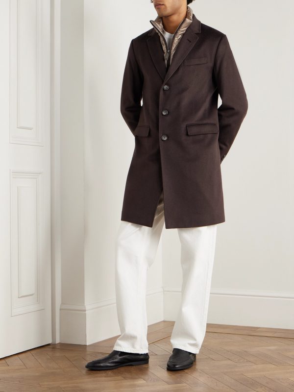 Quilted Nylon-Trimmed Cashmere Top Coat - OU Quilted Nylon-Trimmed Cashmere Top Coat - OU