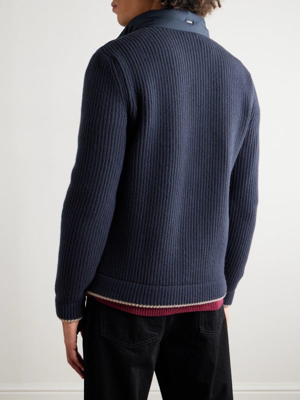 Slim-Fit Wool and Quilted Shell Down Jacket - BK Slim-Fit Wool and Quilted Shell Down Jacket - BK