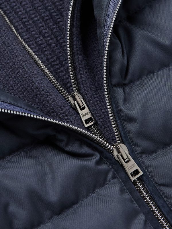 Slim-Fit Wool and Quilted Shell Down Jacket - CU Slim-Fit Wool and Quilted Shell Down Jacket - CU