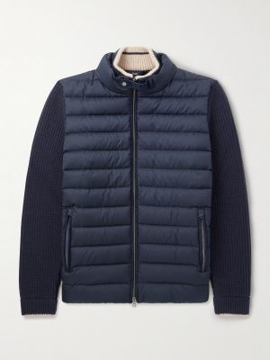 Slim-Fit Wool and Quilted Shell Down Jacket Slim-Fit Wool and Quilted Shell Down Jacket