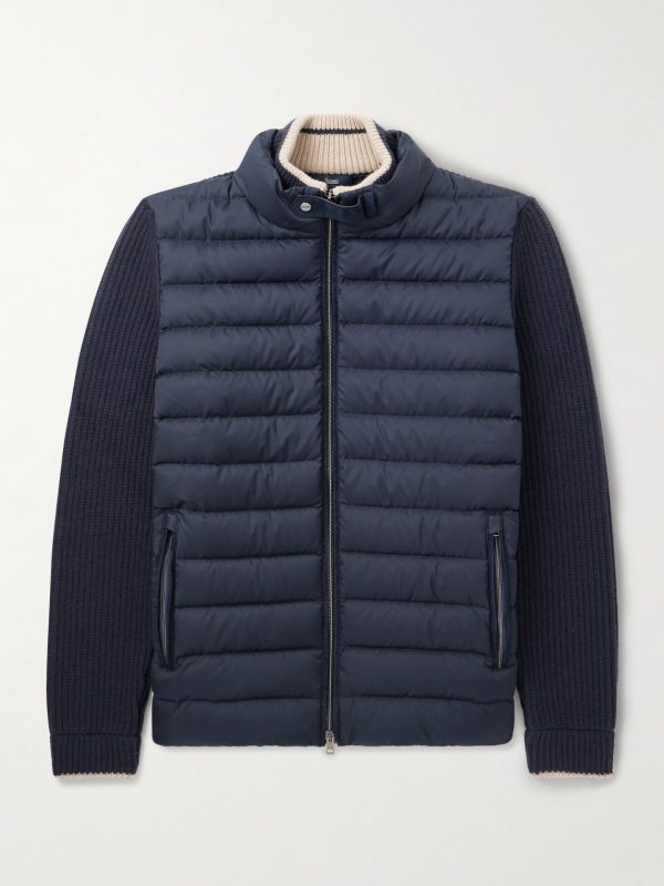Slim-Fit Wool and Quilted Shell Down Jacket Slim-Fit Wool and Quilted Shell Down Jacket