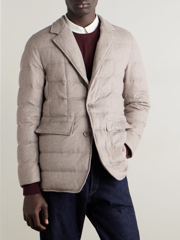 Slim-Fit Shell-Trimmed Silk and Cashmere-Blend Down Jacket - E2