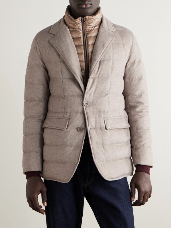 Slim-Fit Shell-Trimmed Silk and Cashmere-Blend Down Jacket - FR