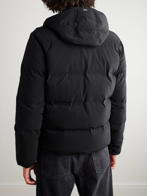 Quilted Stretch-Nylon Hooded Down Jacket - BK Quilted Stretch-Nylon Hooded Down Jacket - BK