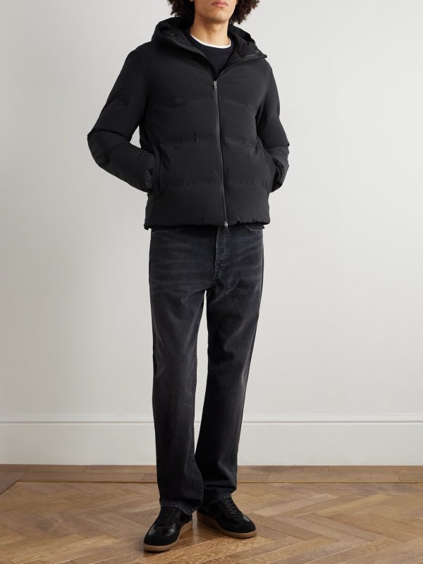 Quilted Stretch-Nylon Hooded Down Jacket - OU Quilted Stretch-Nylon Hooded Down Jacket - OU