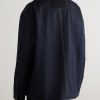 Oversized Wool Felt-Trimmed Denim Jacket - BK Oversized Wool Felt-Trimmed Denim Jacket - BK