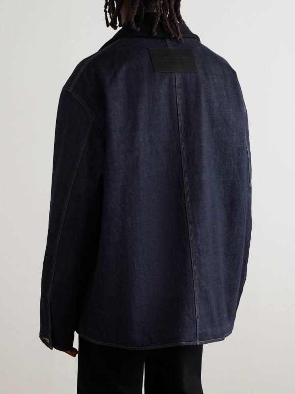 Oversized Wool Felt-Trimmed Denim Jacket - BK Oversized Wool Felt-Trimmed Denim Jacket - BK