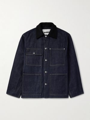 Oversized Wool Felt-Trimmed Denim Jacket Oversized Wool Felt-Trimmed Denim Jacket