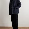 Oversized Wool Felt-Trimmed Denim Jacket - OU Oversized Wool Felt-Trimmed Denim Jacket - OU