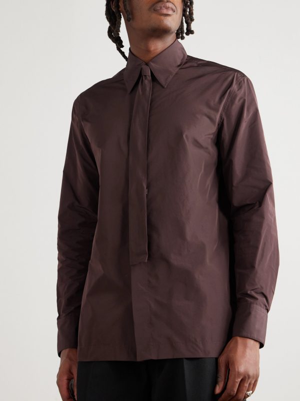 Slim-Fit Tie-Detailed Taffeta Shirt - FR Slim-Fit Tie-Detailed Taffeta Shirt - FR