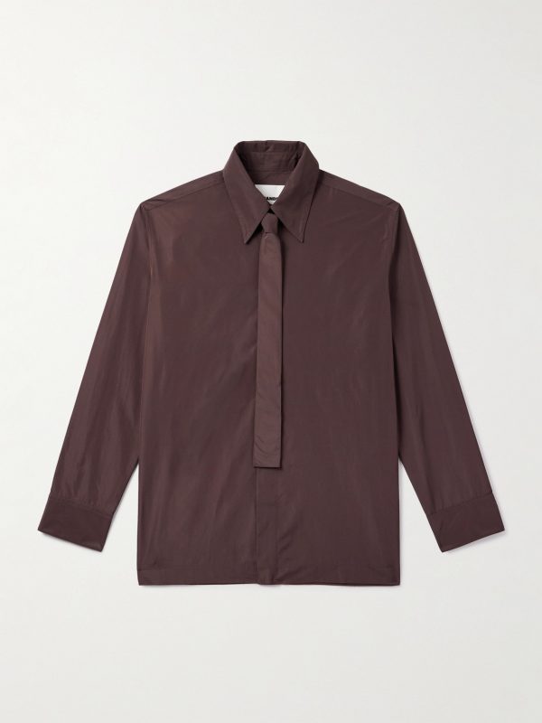 Slim-Fit Tie-Detailed Taffeta Shirt Slim-Fit Tie-Detailed Taffeta Shirt