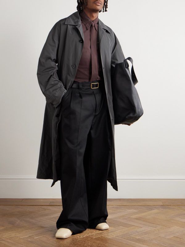 Slim-Fit Tie-Detailed Taffeta Shirt - OU Slim-Fit Tie-Detailed Taffeta Shirt - OU