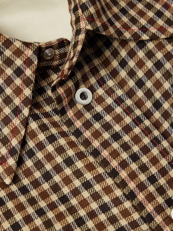 Embellished Checked Wool and Linen-Blend Shirt - CU Embellished Checked Wool and Linen-Blend Shirt - CU