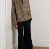 Embellished Checked Wool and Linen-Blend Shirt - OU Embellished Checked Wool and Linen-Blend Shirt - OU