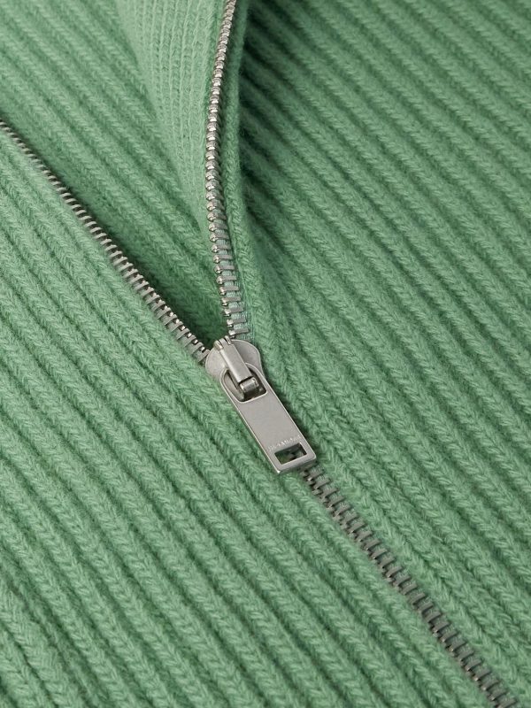 Ribbed Wool Zip-Up Cardigan - CU Ribbed Wool Zip-Up Cardigan - CU