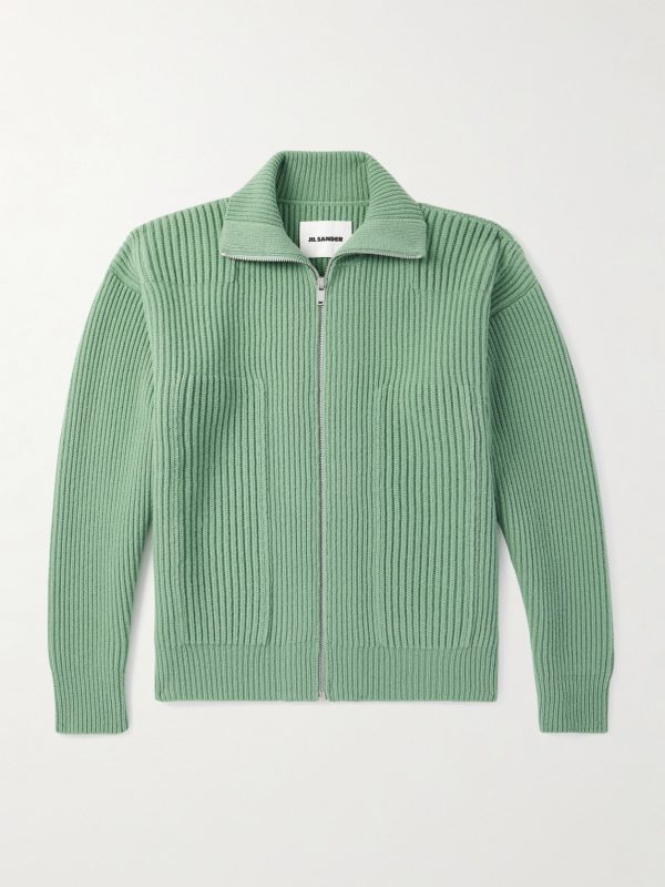 Ribbed Wool Zip-Up Cardigan Ribbed Wool Zip-Up Cardigan