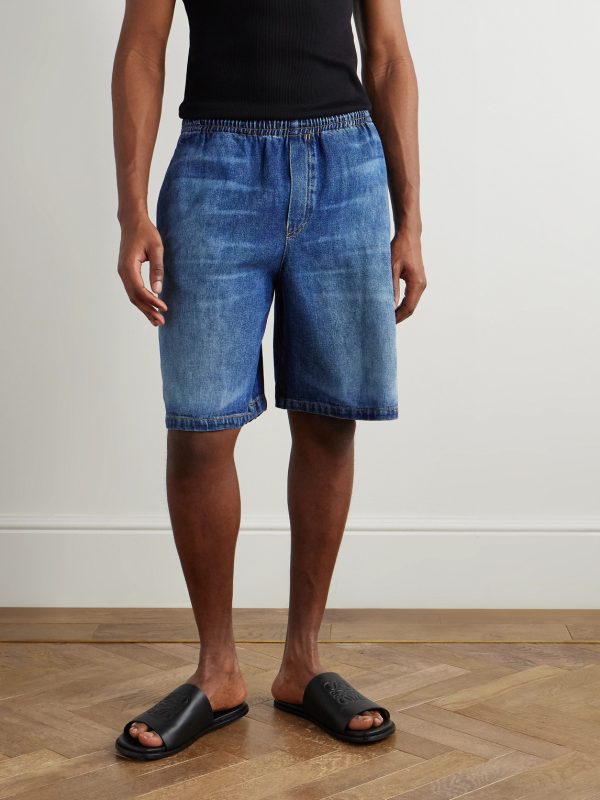 Straight-Leg Horsebit-Embellished Denim Shorts - FR