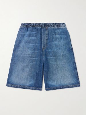 Straight-Leg Horsebit-Embellished Denim Shorts Straight-Leg Horsebit-Embellished Denim Shorts