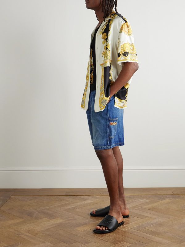 Straight-Leg Horsebit-Embellished Denim Shorts - OU