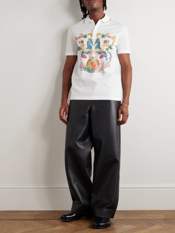 Printed Cotton-Piqué Polo Shirt - OU Printed Cotton-Piqué Polo Shirt - OU