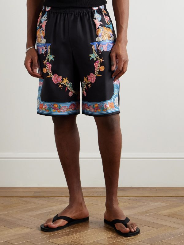 Straight-Leg Printed Silk-Twill Shorts - FR Straight-Leg Printed Silk-Twill Shorts - FR
