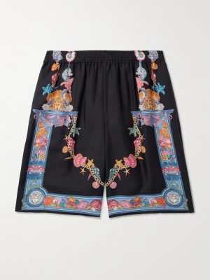 Straight-Leg Printed Silk-Twill Shorts Straight-Leg Printed Silk-Twill Shorts