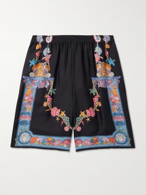 Straight-Leg Printed Silk-Twill Shorts Straight-Leg Printed Silk-Twill Shorts