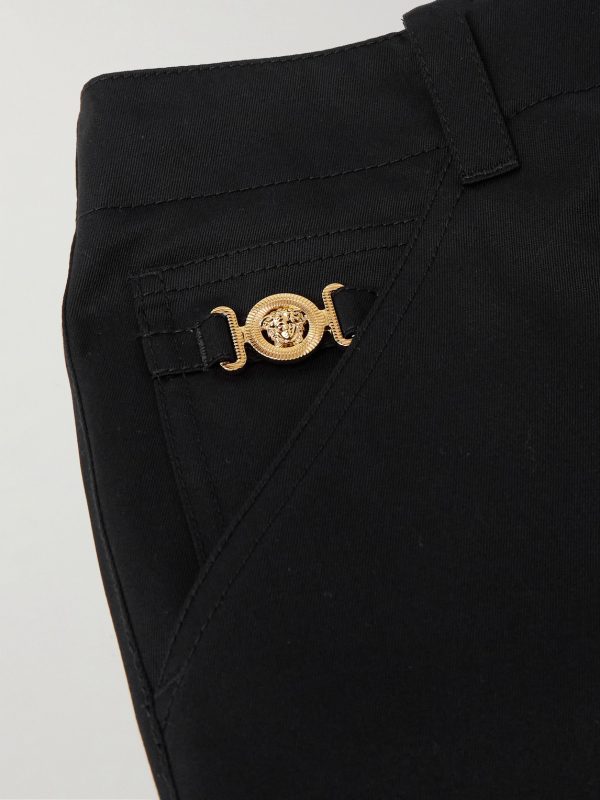 Straight-Leg Embellished Cotton-Gabardine Trousers - E1