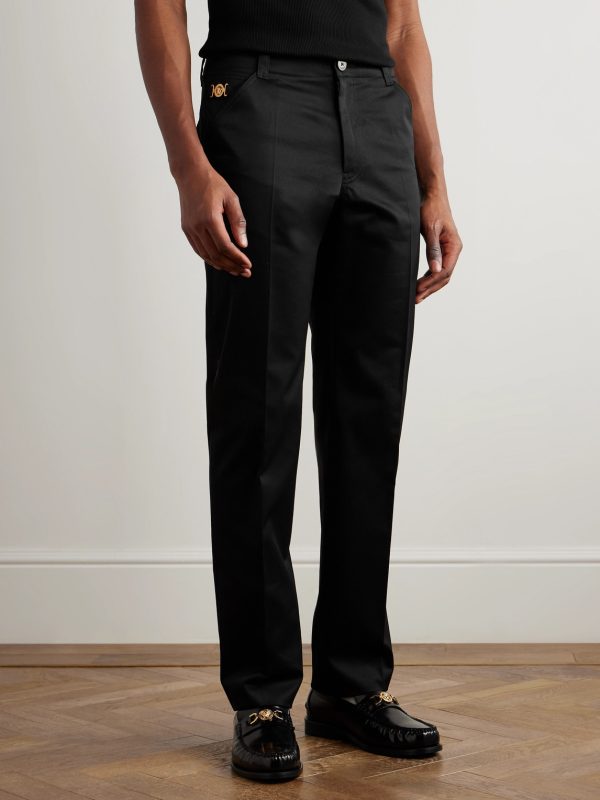 Straight-Leg Embellished Cotton-Gabardine Trousers - FR