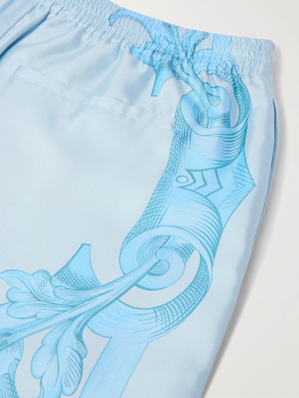 Straight-Leg Printed Silk-Twill Shorts - CU Straight-Leg Printed Silk-Twill Shorts - CU