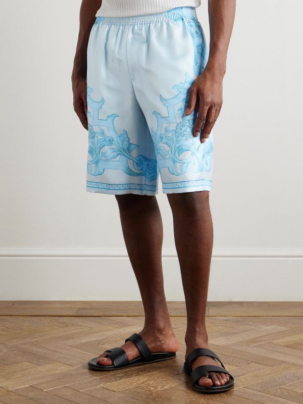 Straight-Leg Printed Silk-Twill Shorts - FR Straight-Leg Printed Silk-Twill Shorts - FR
