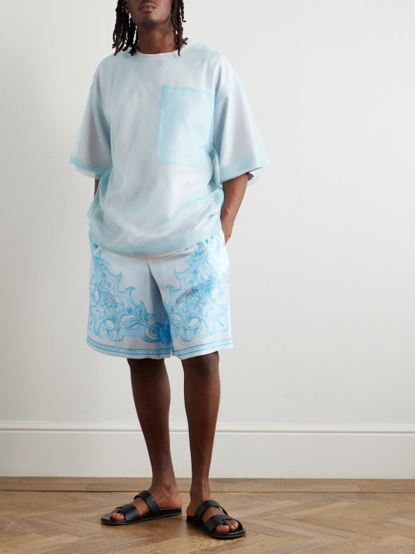 Straight-Leg Printed Silk-Twill Shorts - OU Straight-Leg Printed Silk-Twill Shorts - OU