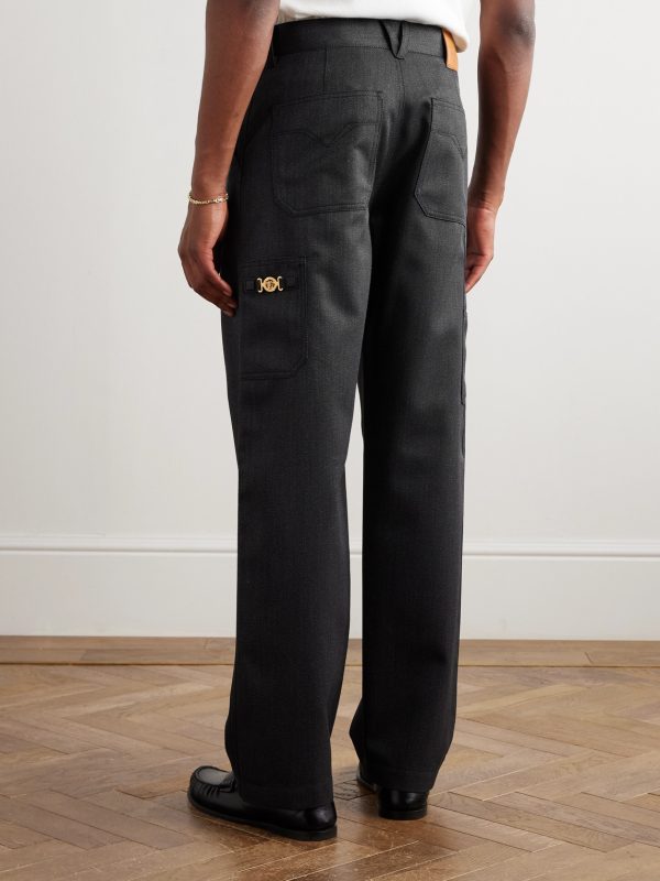 Straight-Leg Wool-Mouliné Trouser - BK Straight-Leg Wool-Mouliné Trouser - BK