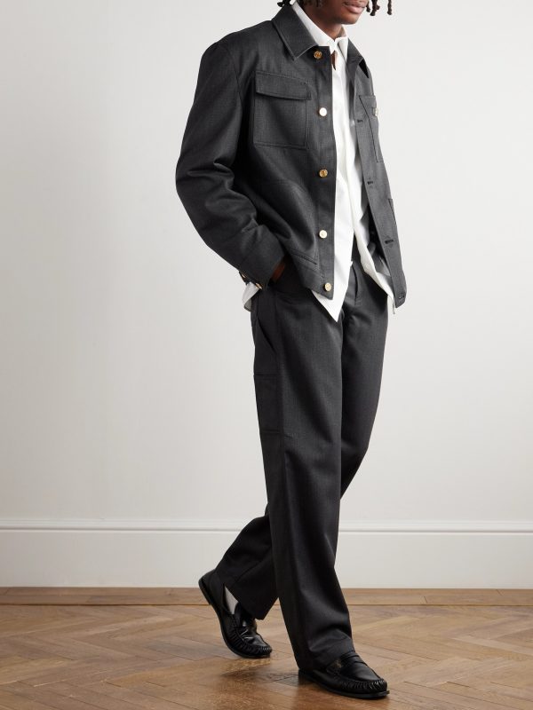 Straight-Leg Wool-Mouliné Trouser - OU Straight-Leg Wool-Mouliné Trouser - OU