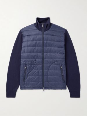 Slim-Fit Padded Shell-Trimmed Wool Jacket