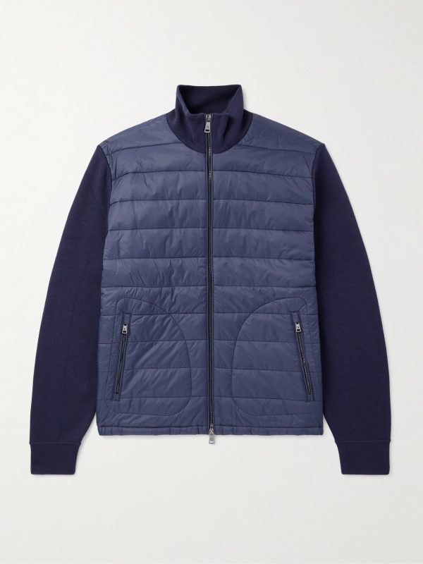 Slim-Fit Padded Shell-Trimmed Wool Jacket