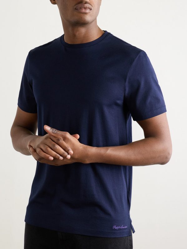 Logo-Embroidered Cotton-Lisle T-Shirt - FR Logo-Embroidered Cotton-Lisle T-Shirt - FR